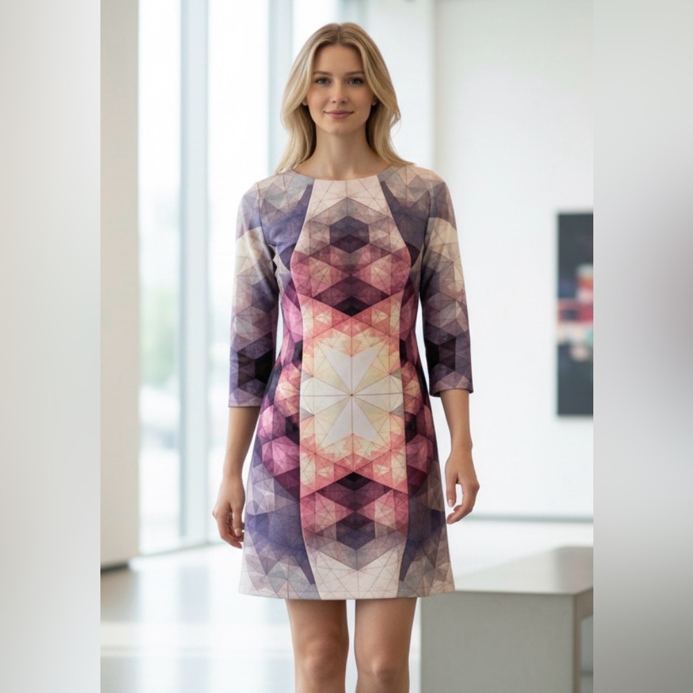 Bar III Purple and Pink Geometric Mini Dress